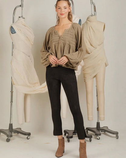 Faux Suede Leggings - Black - Calla Lily Cosmetics + CL kids