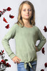 Green Rib Knit Long Sleeve Top - Tween - Calla Lily Cosmetics + CL kids