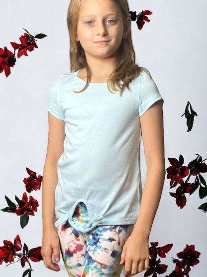 Girls Knot Tee - Light Blue - Calla Lily Cosmetics + CL kids