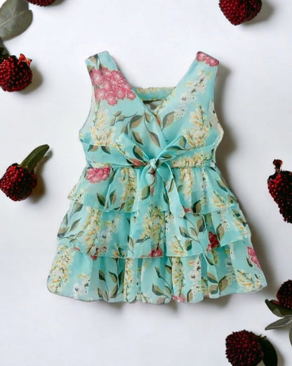 Little Girls Teal Floral Ruffle Dress - Calla Lily Cosmetics + CL kids
