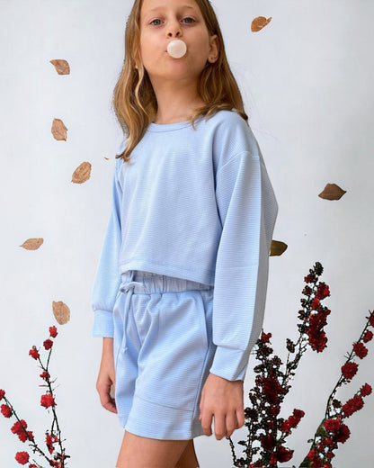 Baby Blue Shorts & Sweatshirt - Calla Lily Cosmetics + CL kids