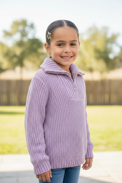 Pullover Sweater w/ Zip Front
