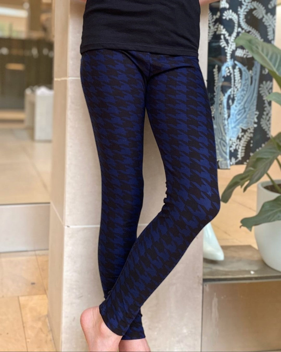 Kids Blue & Black Print Leggings - Calla Lily Cosmetics + CL kids