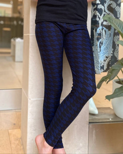 Kids Blue & Black Print Leggings - Calla Lily Cosmetics + CL kids