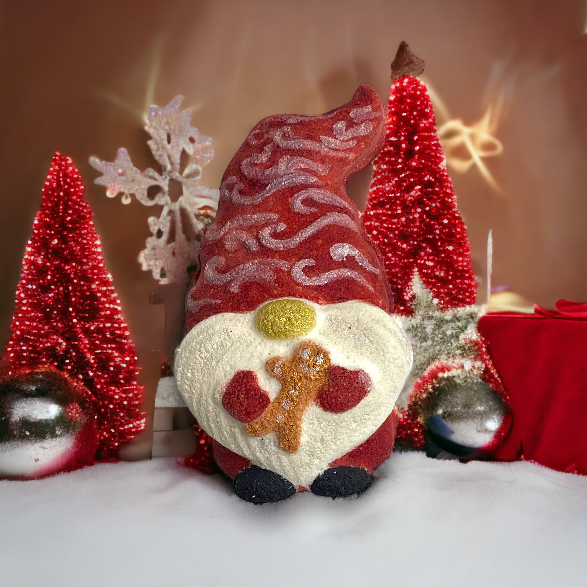 Gnome Bath Bomb - Holding Gingerbread Man 3