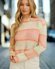 Peach Striped Cropped Knit Sweater