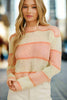 Peach Striped Cropped Knit Sweater