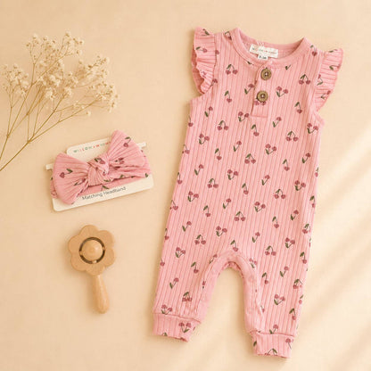 2 Piece Floral Onsie & Headband Set