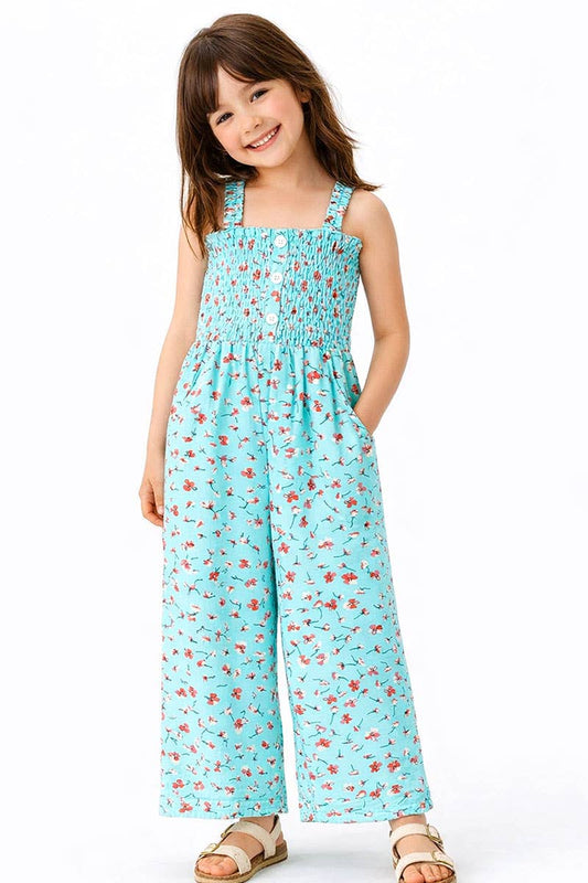 Girl's Teal Romper w/Side Pockets