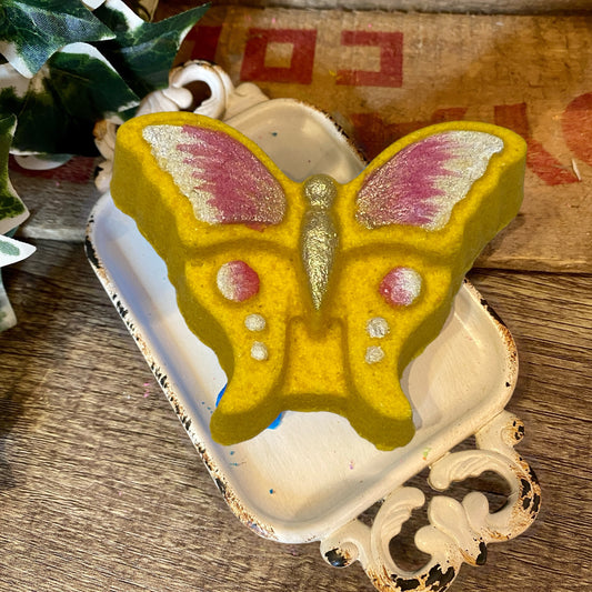 Butterfly Bath Bomb - Yellow - Calla Lily Cosmetics + CL kids