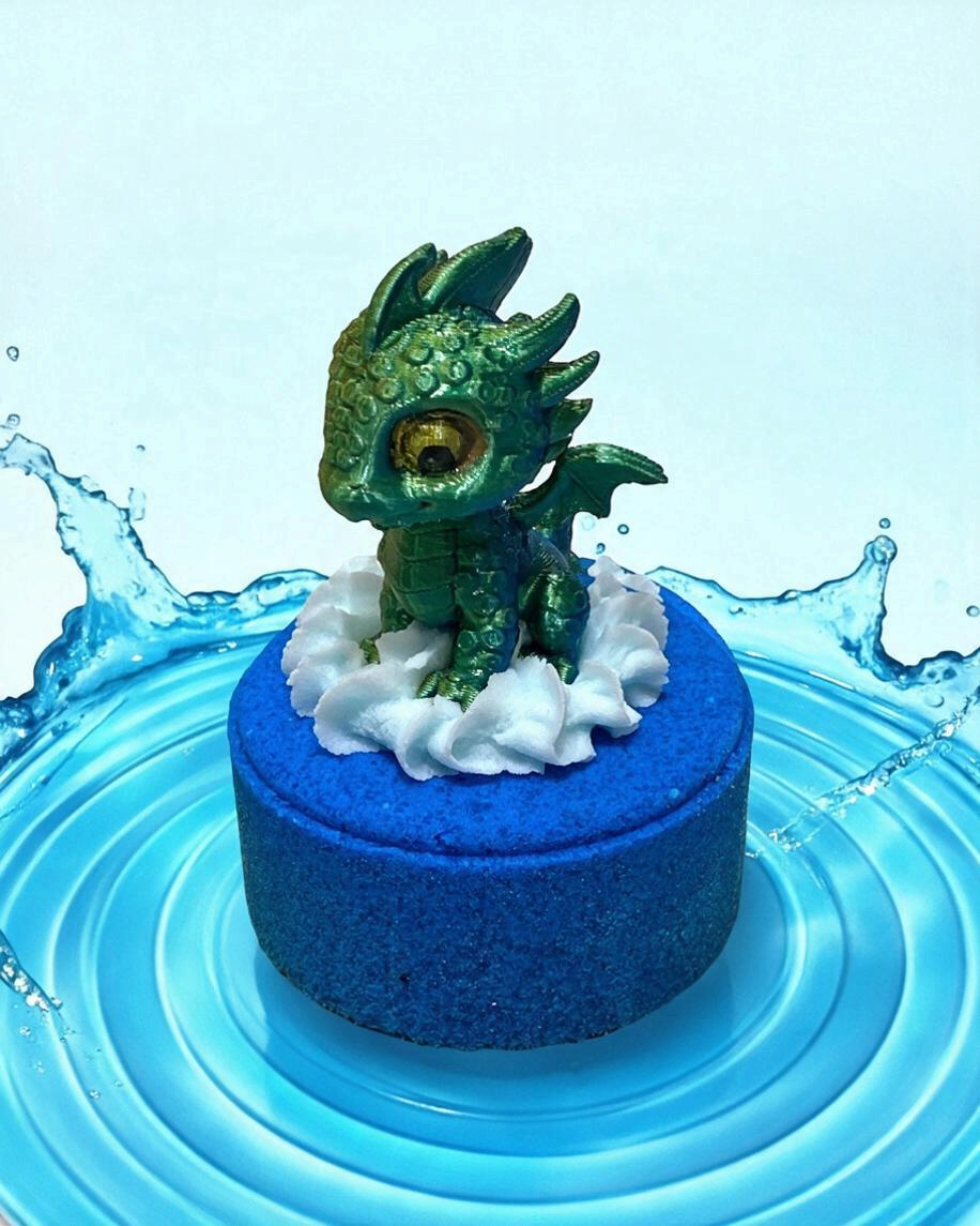 3 D printed Water Dragon and Bath Bomb