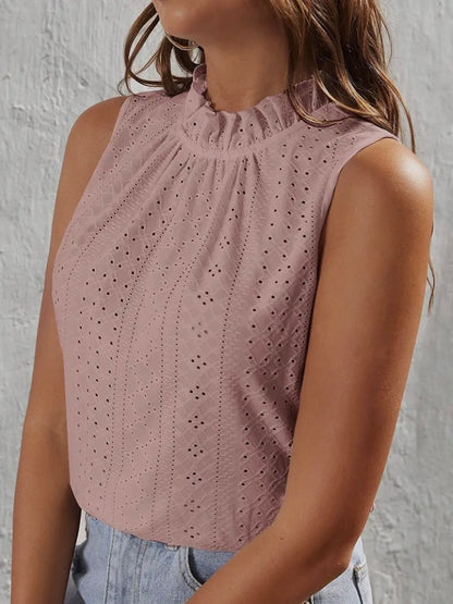 Pink Ruffle Neck Eyelet Top - Calla Lily Cosmetics + CL kids