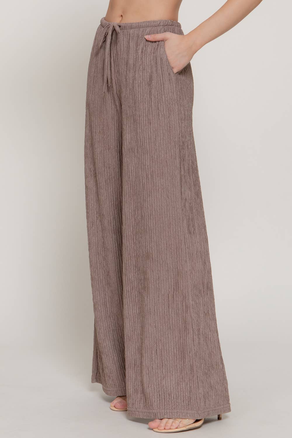 Mocha Crinkle Knit Long Pants