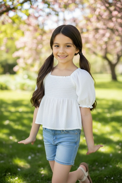 White Puff Sleeve Top