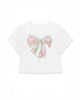 Crop Tee w/ Bow Patch & Rhinestone