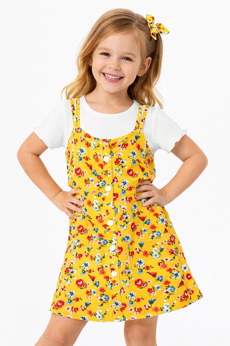 Yellow Toddler's 2pc Floral Dress Set w/ Tee