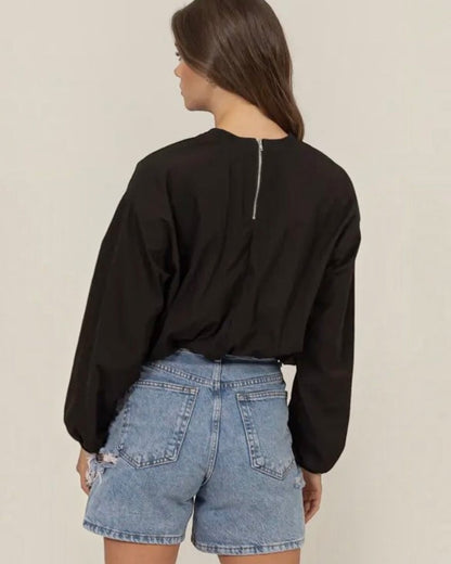 Black Cropped Top with Back Zipper - Calla Lily Cosmetics + CL kids