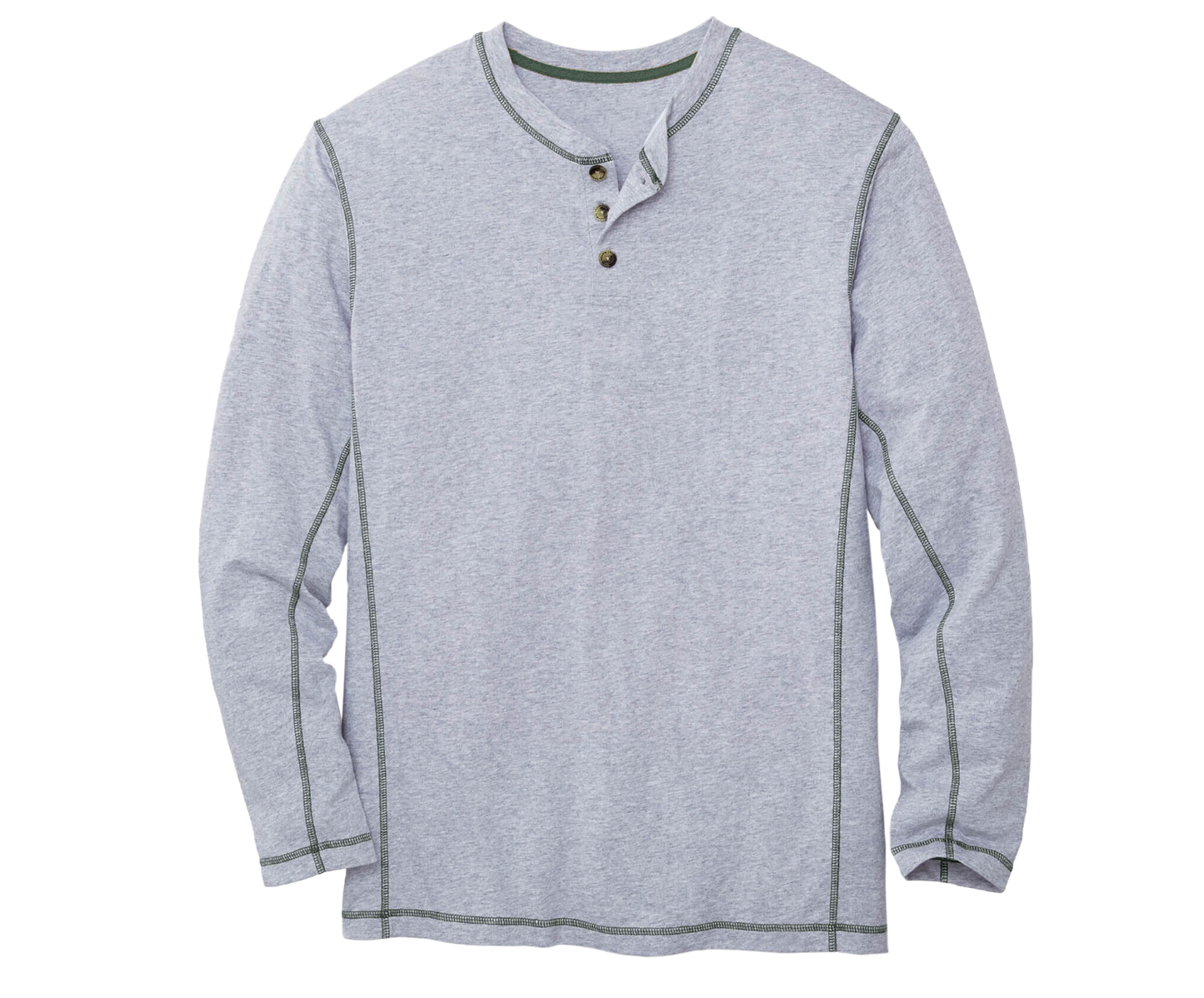 Boy's Grey Henley Long Sleeve Contrast Stitch Pullover