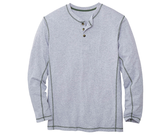 Boy's Grey Henley Long Sleeve Contrast Stitch Pullover