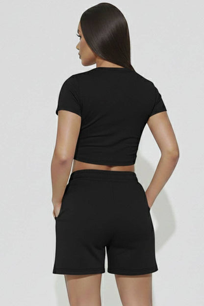 Black - Crop Tee or Drawstring Shorts