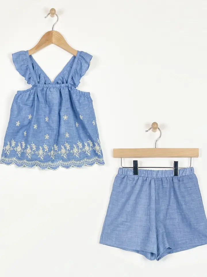 Tween 2 Piece Blue Shorts Set