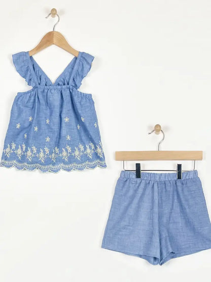 Tween 2 Piece Blue Shorts Set