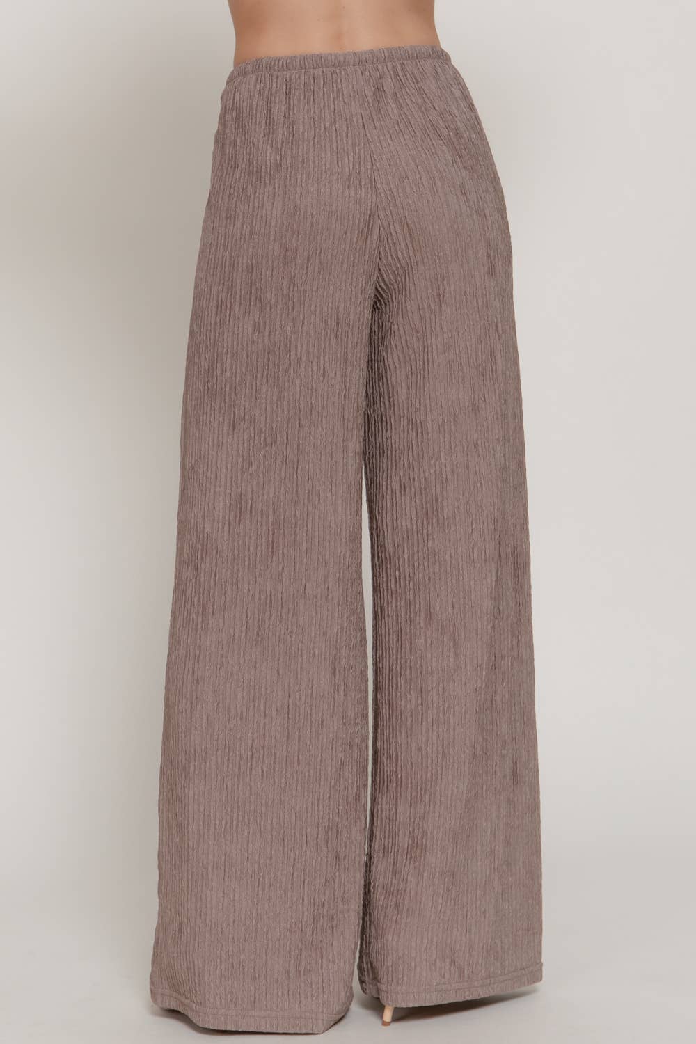 Mocha Crinkle Knit Long Pants