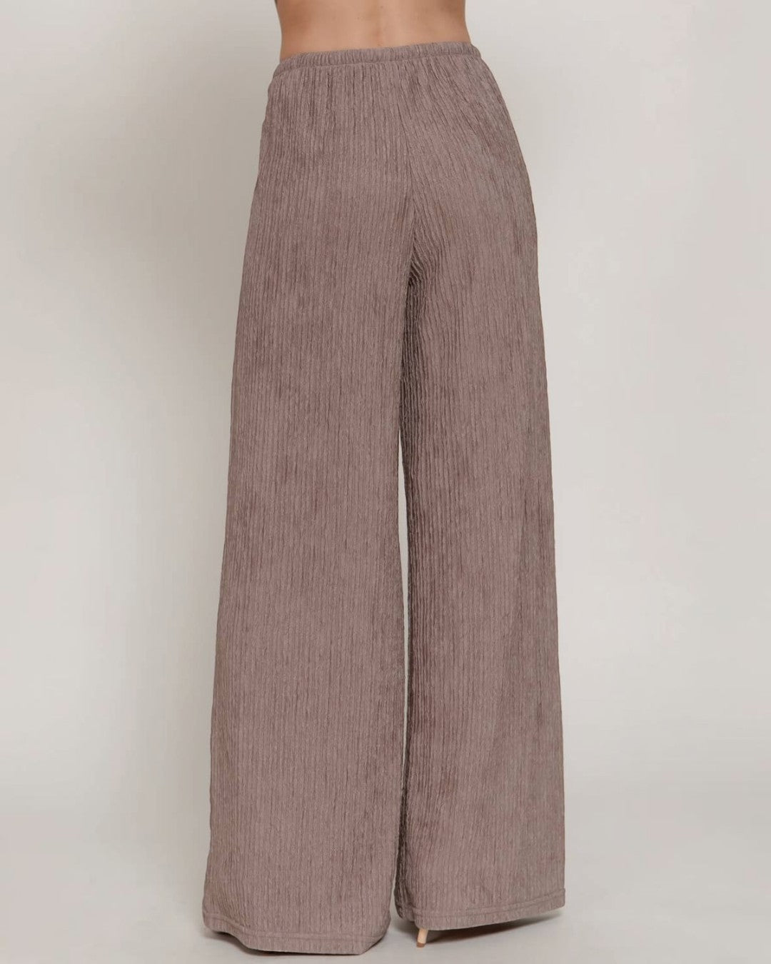 Mocha Crinkle Knit Long Pants