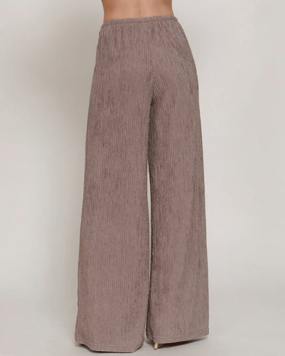 Mocha Crinkle Knit Long Pants