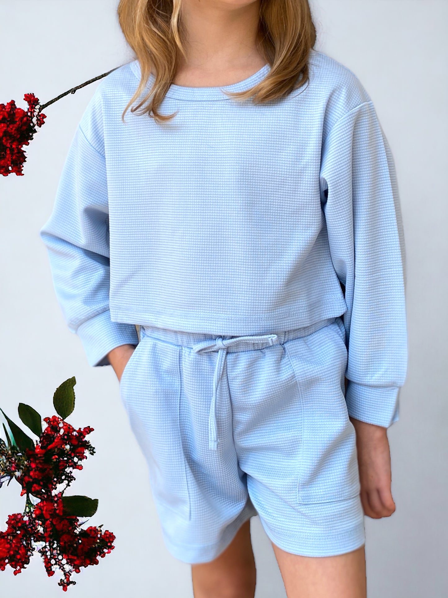 Baby Blue Shorts & Sweatshirt - Calla Lily Cosmetics + CL kids