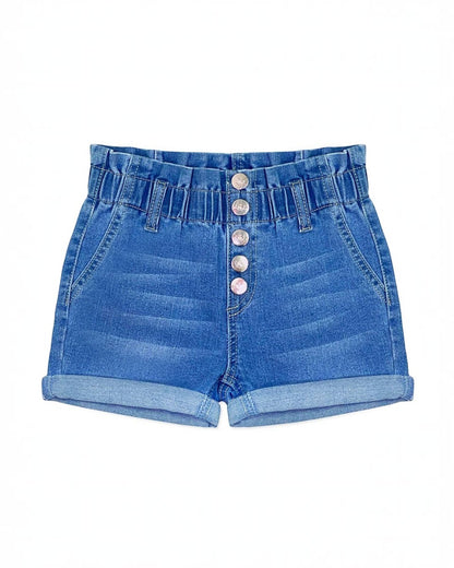 Girl's Denim Shorts with Paperbag Waistband