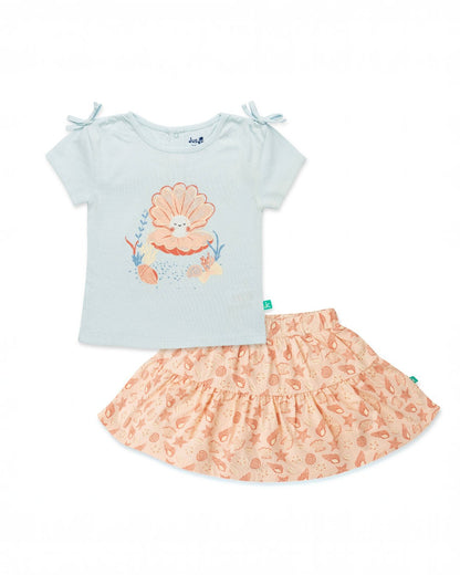 Girl's Seashell Skirt and T-shirt Set
