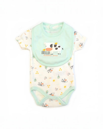3pc Hello Cow Bodysuit Pants & Bib Set