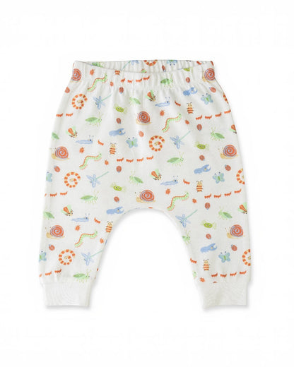 Colorful baby pants with animal pattern on a white background