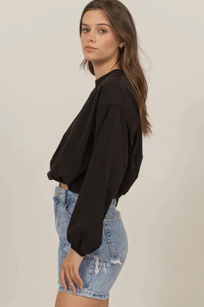 Black Cropped Top with Back Zipper