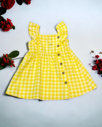 Yellow Check Button Dress - Calla Lily Cosmetics + CL kids