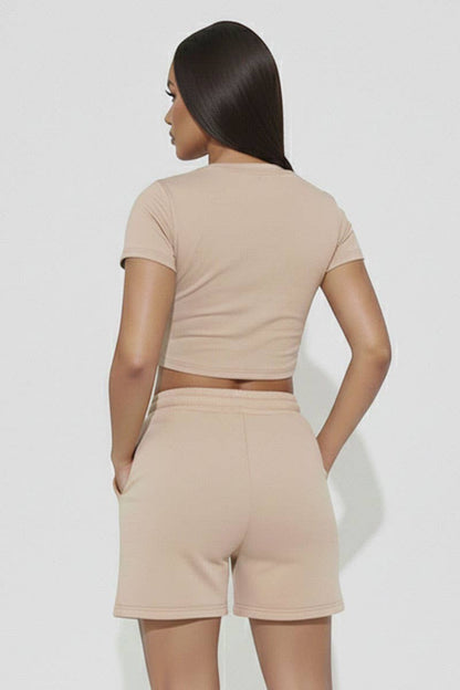 Cream - Crop Tee or Drawstring Shorts