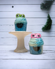 Calla Lily Cosmetics + CL kids monster bath bombs shaped like cupcakes with googly eyes and blue bubble bath icing