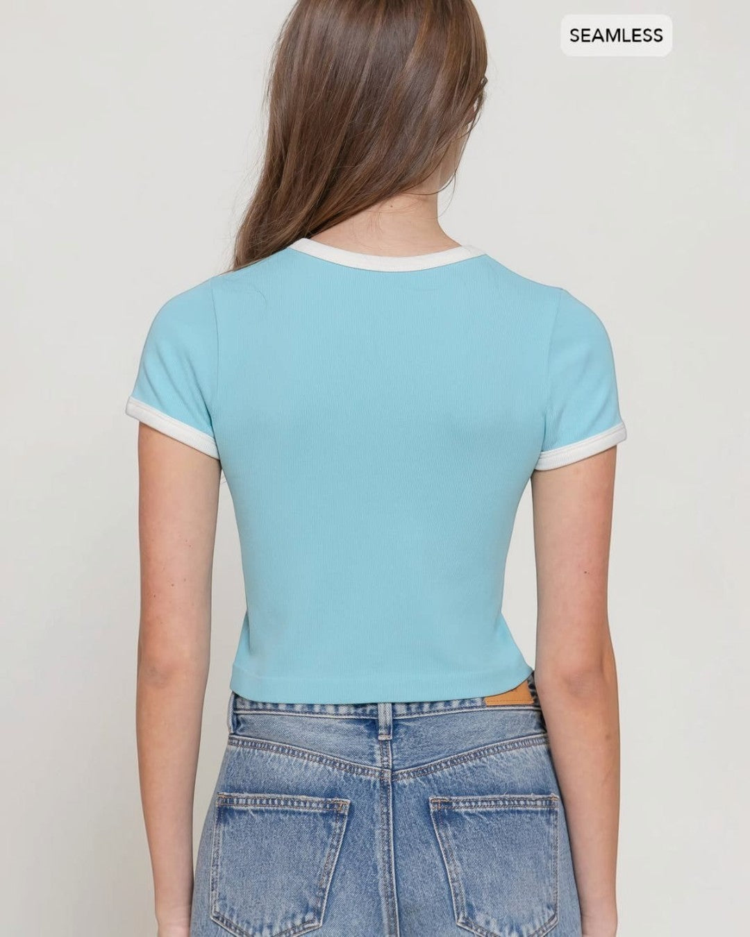 Crew Neck Embroidery Seamless Top