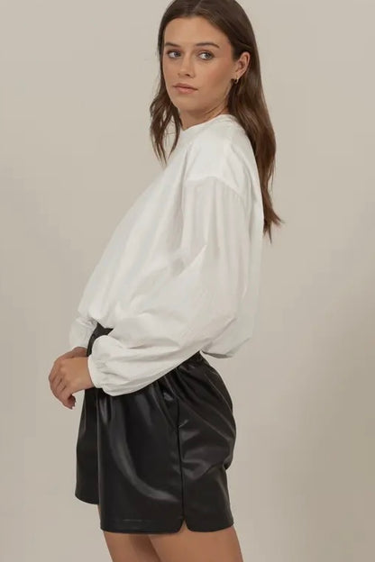 White Cropped Top with Back Zipper