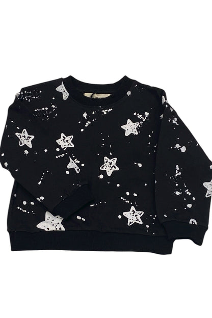 Black sweater with white star patterns on a white background