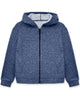 Blue hoodie with a zipper on a white background