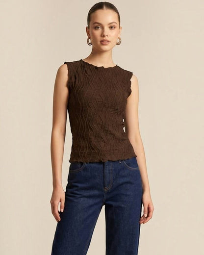 Textured Knit Sleeveless Tank