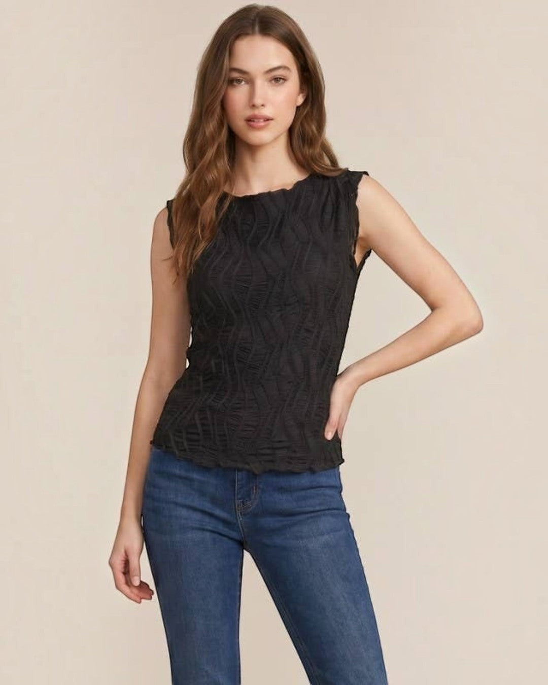Textured Knit Sleeveless Tank
