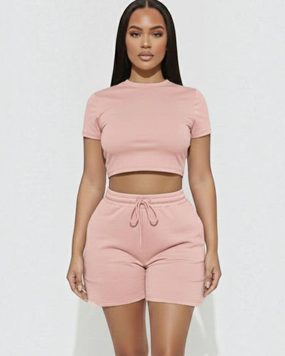 Pink - Crop Tee or Drawstring Shorts