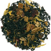 Assorted dried tea leaves on a white background