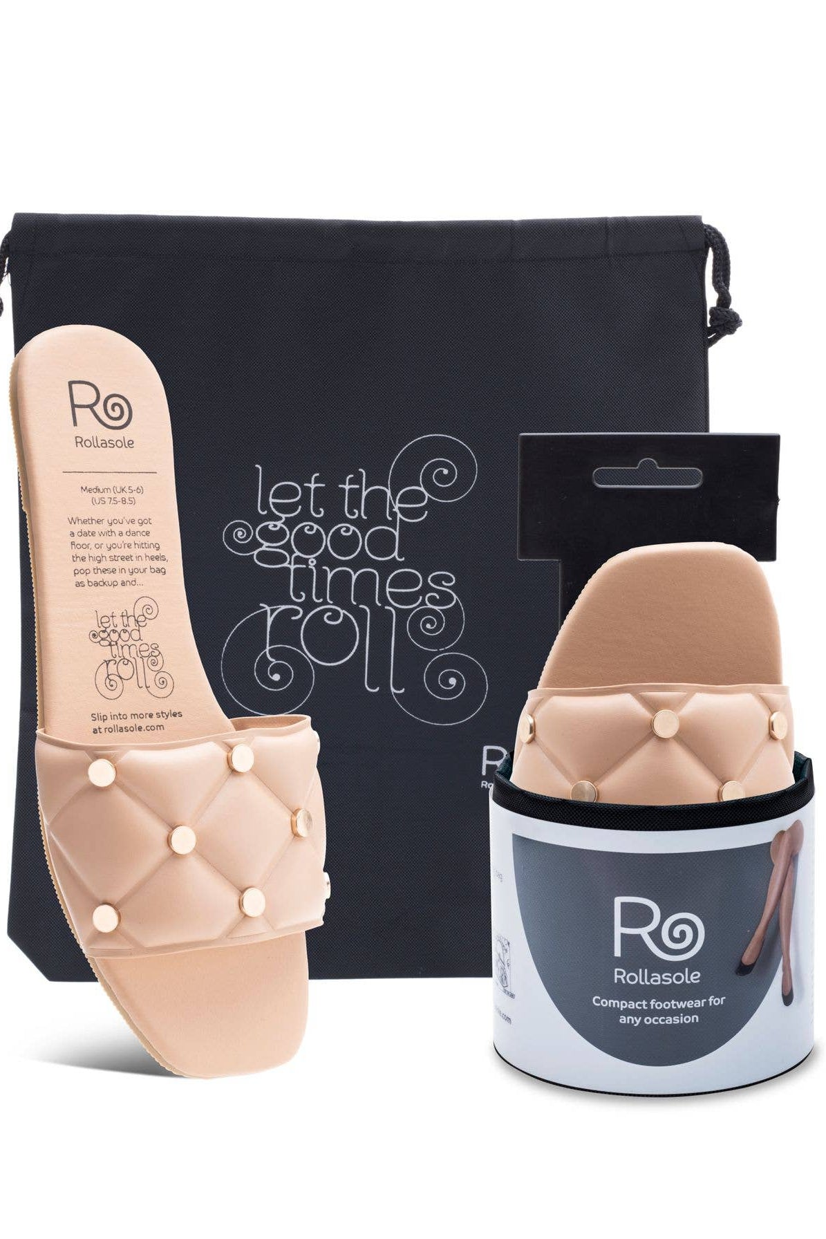 Foot care product packaging with a black pouch and 'Ro' branding.