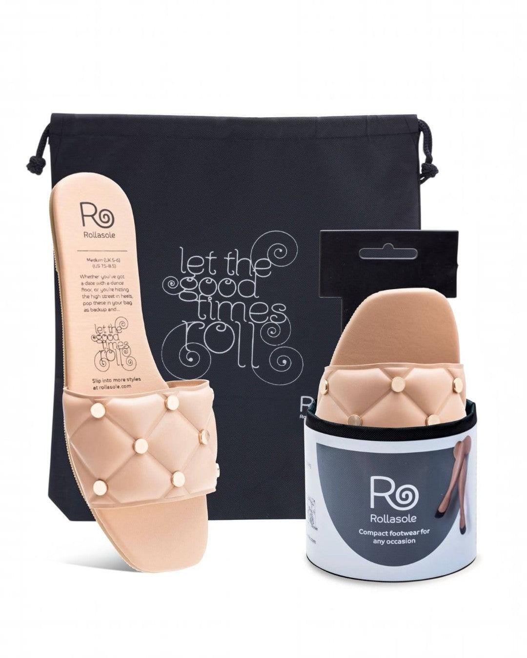 Foot care product packaging with a black pouch and 'Ro' branding.
