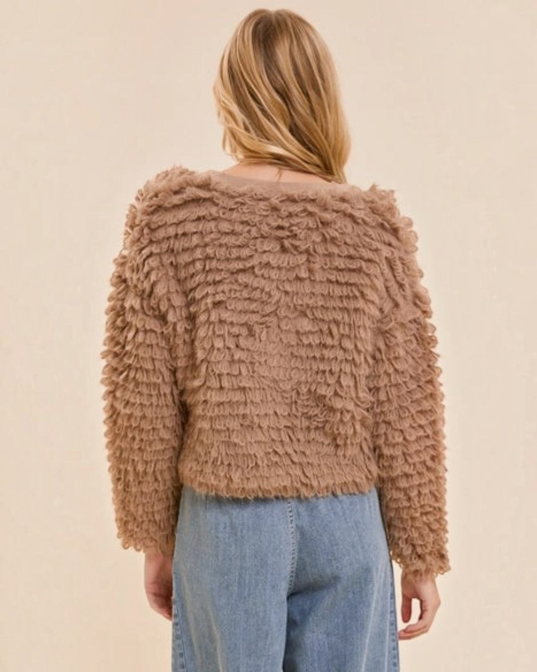 Mocha Fuzzy Crop Cardigan - Calla Lily Cosmetics + CL kids