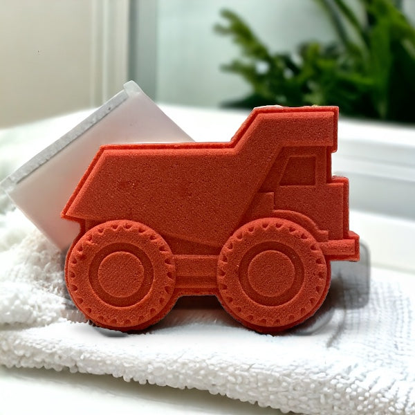 Dump Truck Bath Bomb - Red Orange - Calla Lily Cosmetics + CL kids